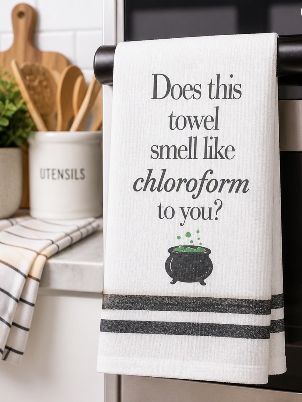 Catta Funny Kitchen Towel, Does This Towel Smell Like Chloroform to You?